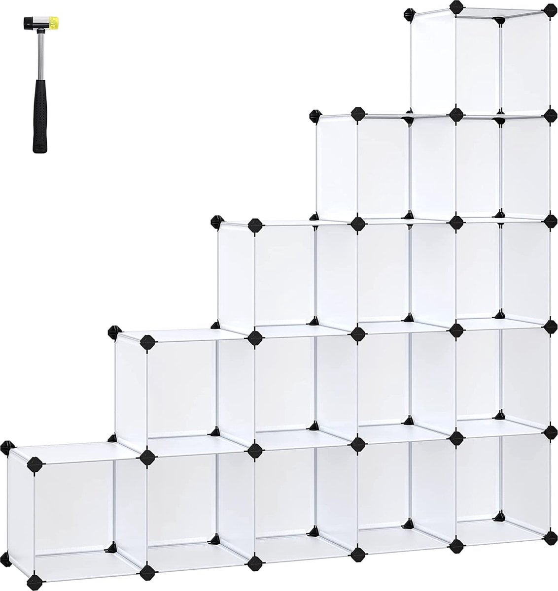 16 Cube Shelf System, schoenenrek, doe-het-zelf kubusplank, stapelbaar, PP-kunststof, kledingkast, scheidingswand, voor slaapkamer, kantoor (6094008961986)