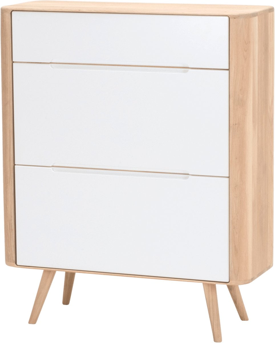 Ena shoe cabinet houten schoenenkast whitewash - 90 x 110 cm (8720604643695)