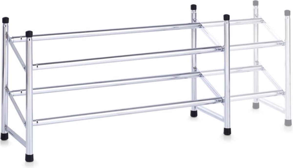 Metalen schoenenkast/schoenenrek uitschuifbaar 2-laags 64-117 cm - Zeller - Schoenen opbergers/opbergen - Schoenenkasten/schoenenrekken - Camping/gang kasten/rekken (8720276526784)