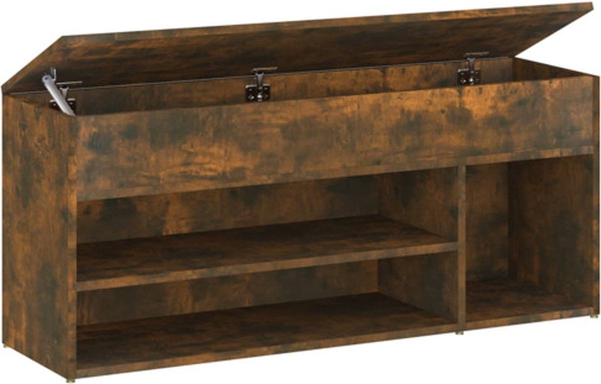 vidaXL Schoenenbank 105x30x45 cm bewerkt hout gerookt eikenkleurig (8720286957035)