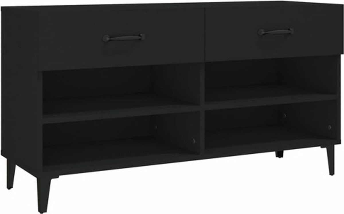 vidaXL Schoenenkast 102x35x55 cm bewerkt hout zwart (8720287083184)