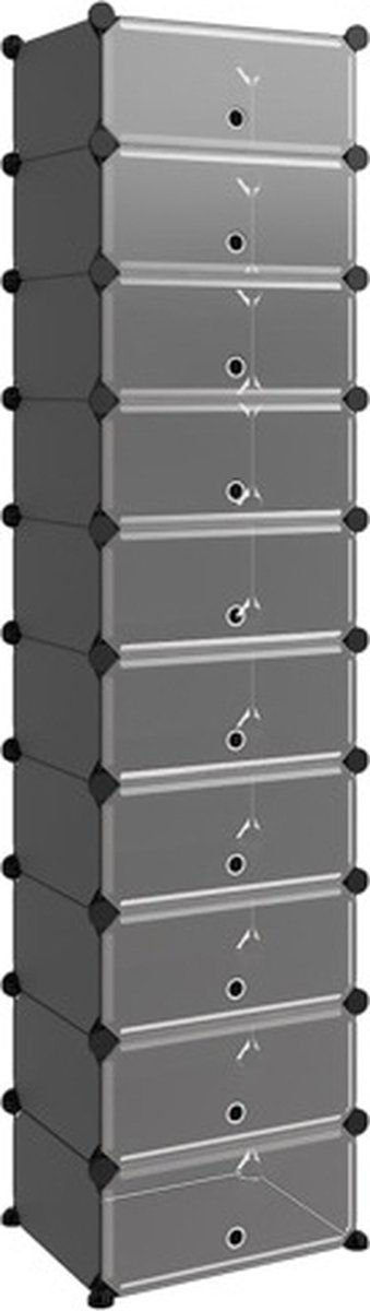 vidaXL Schoenenrek 44x32x174 cm polypropeen zwart (8720286849637)