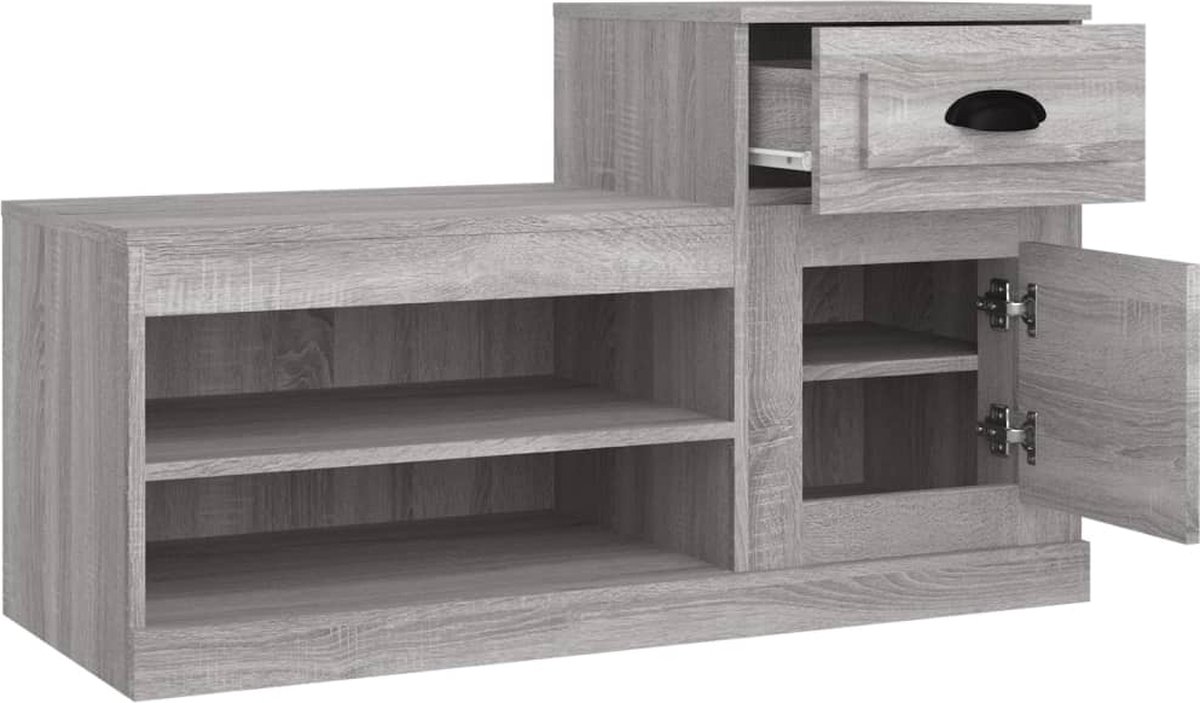 vidaXL Schoenenkast 100x42x60 cm bewerkt hout grijs sonoma eikenkleur (8720845793128)