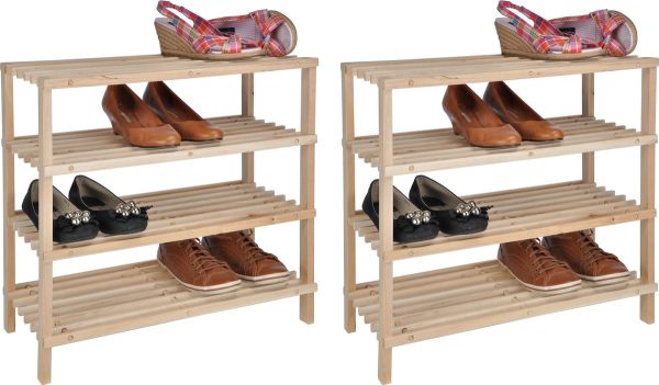 HI Schoenenrek - 2 stuks - smal - 4-laags - hout - 54 cm - Schoenenrekken/schoenenstandaards (8720276314794)