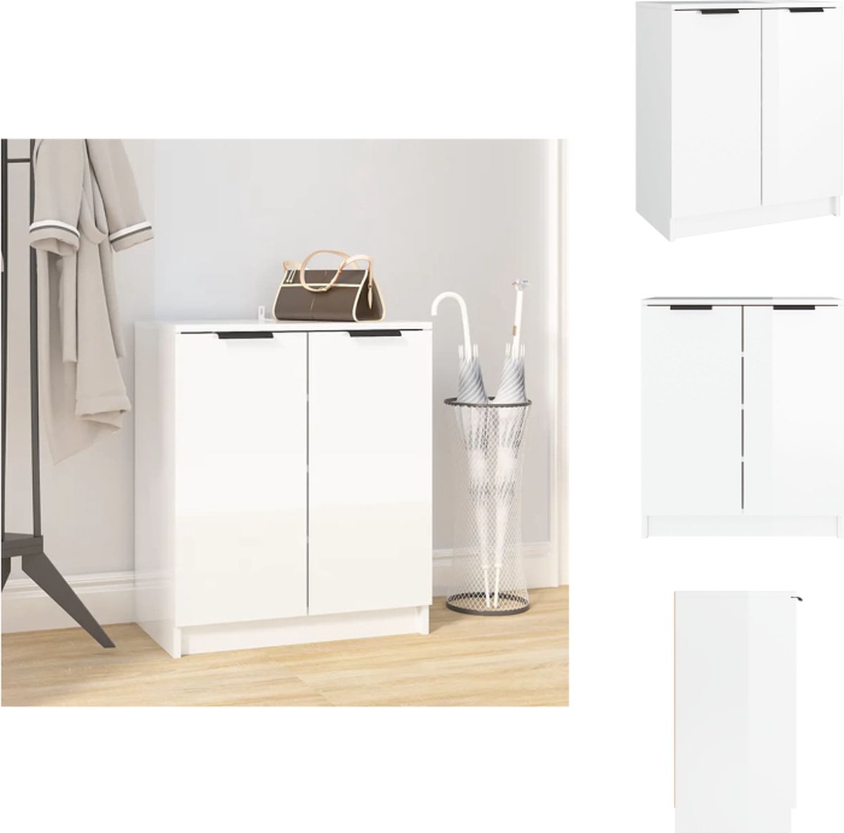 vidaXL Schoenenkast - Hoogglans wit - 59 x 35 x 70 cm - Stabiel blad en voldoende opbergruimte - Schoenenkast (8721032945016)