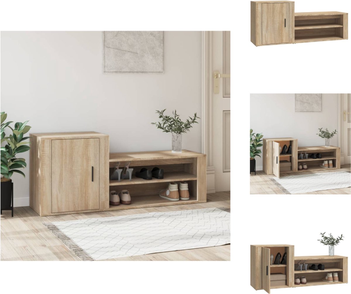 vidaXL Schoenenkast - Sonoma Eiken - 130 x 35 x 54 cm - Stevig hout - Voldoende opbergruimte - Schoenenkast (8721096717352)