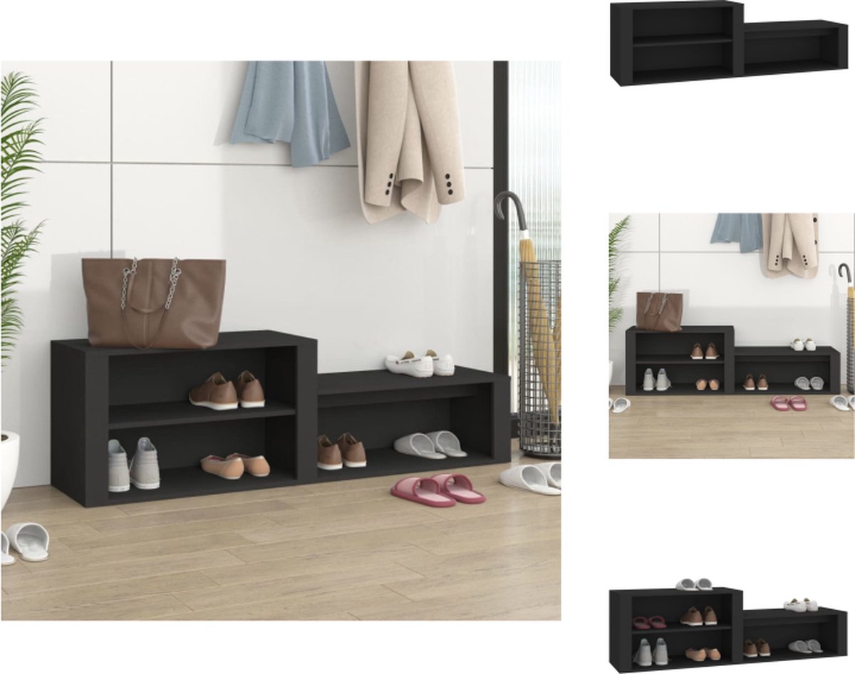 vidaXL Schoenenkast - Zwart - 150 x 35 x 45 cm - Bewerkt hout - Schoenenkast (8721032945344)