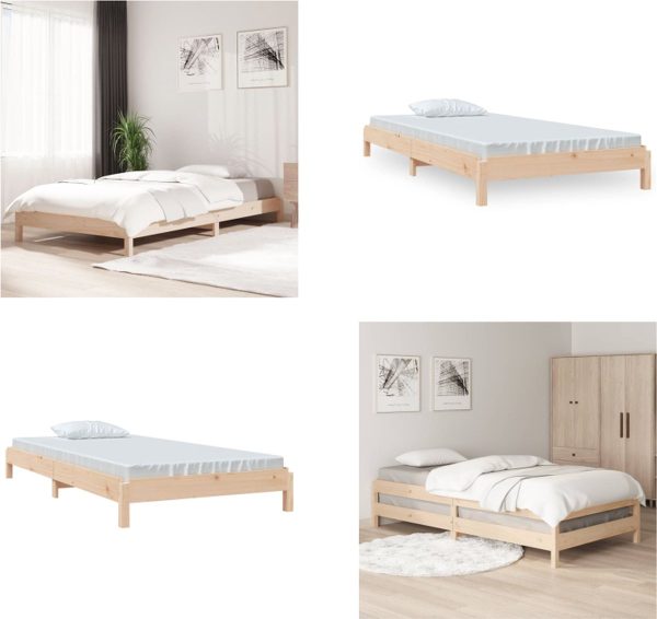 vidaXL Bed stapelbaar 90x190 cm massief grenenhout - Stapelbaar Bed - Stapelbare Bedden - Slaapmeubel - Bedframe (8721114453606)