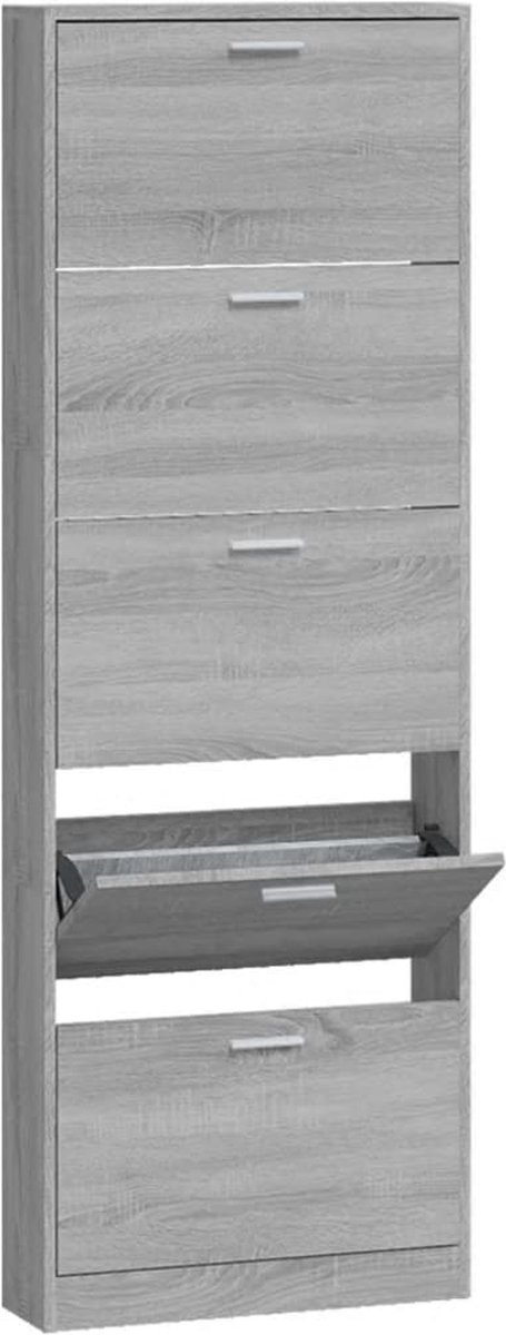 vidaXL-Schoenenkast-59x17x169-cm-bewerkt-hout-grijs-sonoma-eikenkleur (8720286944875)