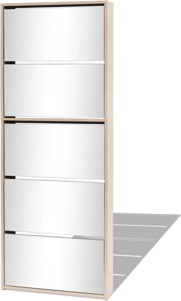 vidaXL-Schoenenkast-met-5-spiegels-63x17x169,5-cm-eikenhout (8718475547556)