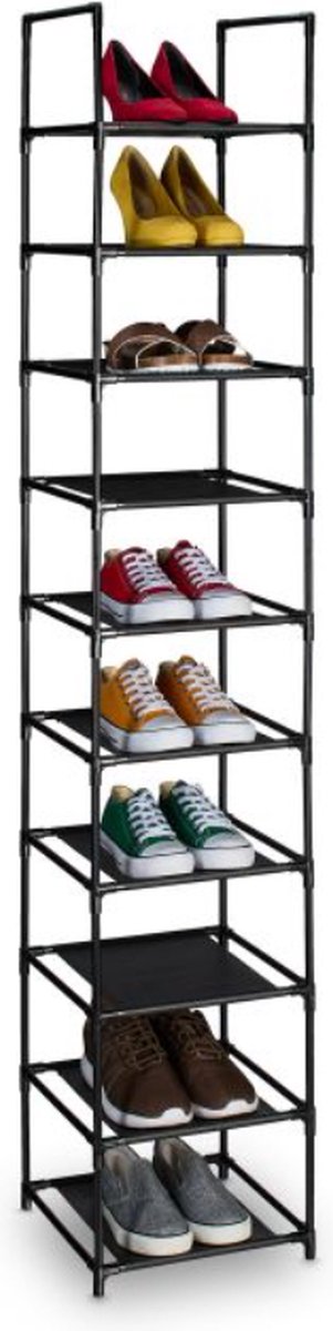 Dutchers® Schoenenrek - 10 Niveaus - Open Schoenenkast - Smal 33x33x173 cm - Metalen Frame - Voor Perfect Schoenen Opbergen (7805475214623)