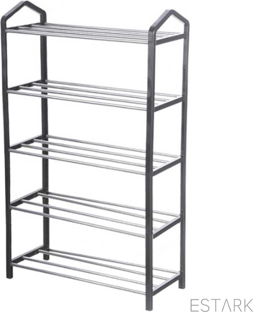 ESTARK® Schoenenrek - Praktische Schoenenkast - XXL - Zwart Metaal - Shoenen Rek Kast Opbergkast - Shoe Rack - Voor 20 Schoenen - Schoenenrek - 10 Paar (6090921460490)