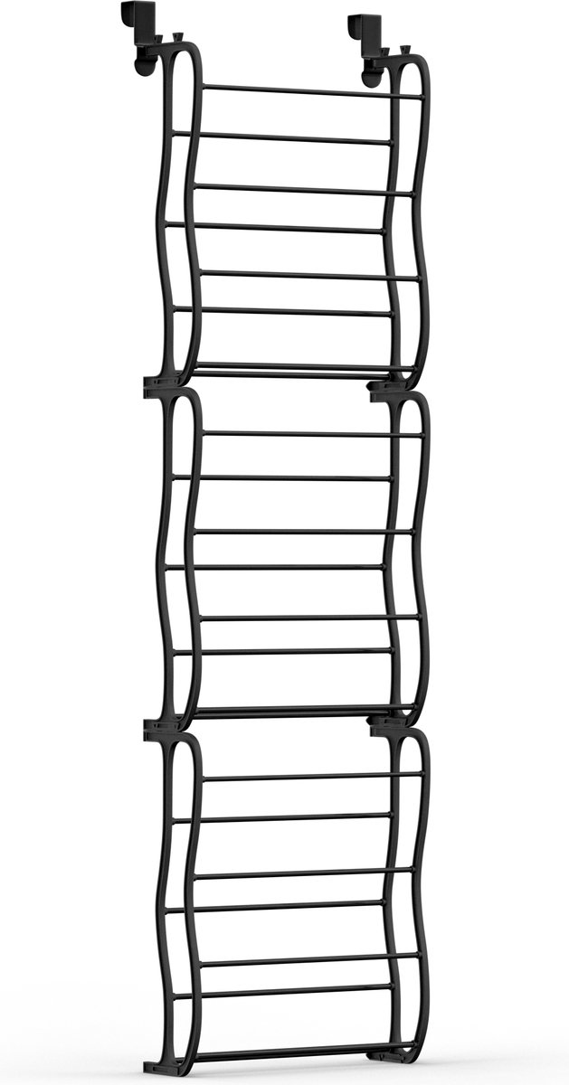 O'DADDY® hangend schoenenrek deur - Geschikt voor opdek en stompe deuren, beide kanten - 20 x 51 x 182 cm - Zwart (8718657956978)