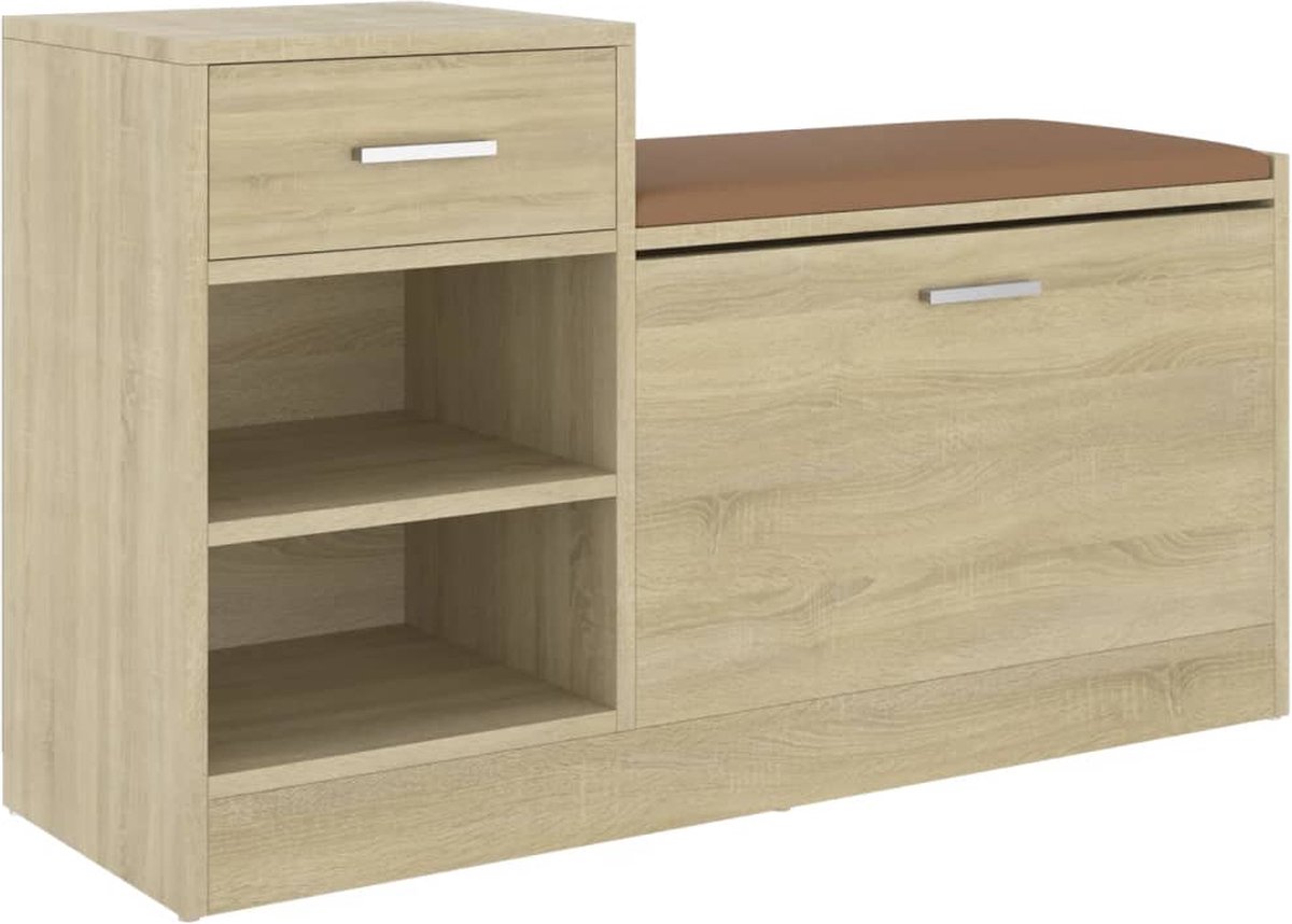 vidaXL - Schoenenbank - 94,5x31x57 - cm - spaanplaat - sonoma - eikenkleurig (8720286343425)