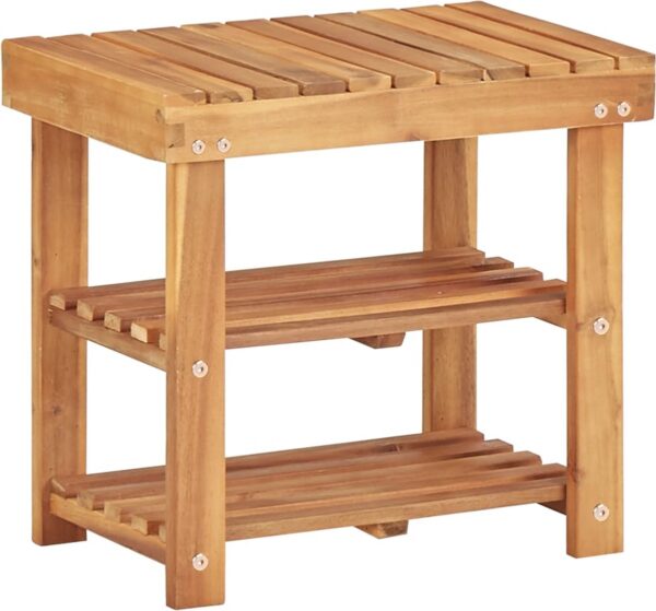 The Living Store Schoenenrek - Acaciahout - 50 x 32 x 45 cm - Incl - 2 schappen - Natuurlijke houtkleur (8721031227731)