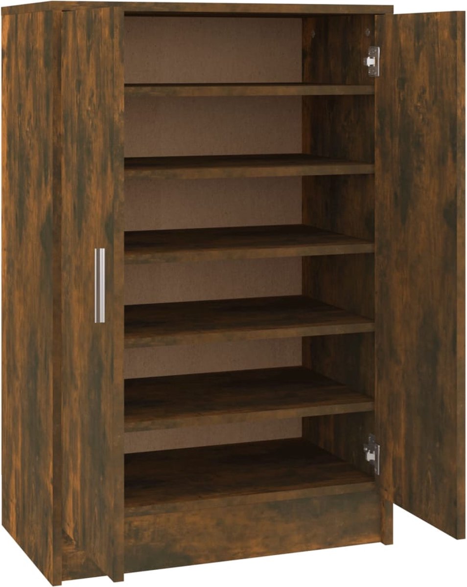 vidaXL - Schoenenkast - 60x35x92 - cm - bewerkt - hout - gerookt - eikenkleurig (8720286956762)