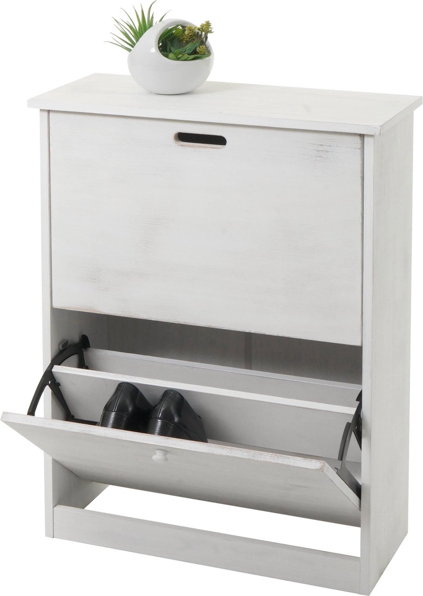 Cosmo Casa Schoenenkast - Schoenenrek - 2 Vouwcompartimenten - Wit - 81x60x25 cm (7595981079969)