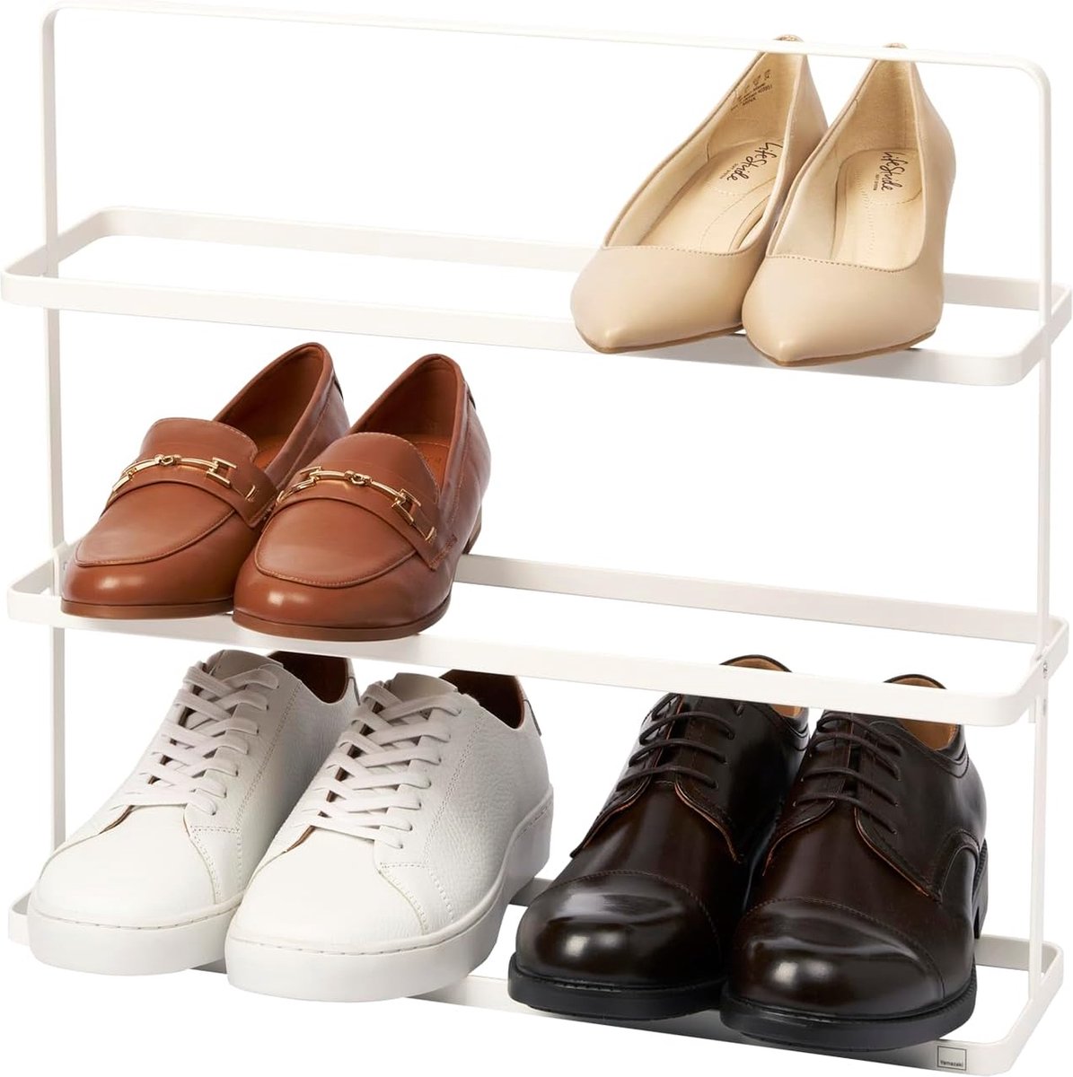 JGS® Stijlvolle Minimalistische Schoenenrek voor 6-9 Paar Schoenen - Wit Staal, Compact Design (8721234213807)