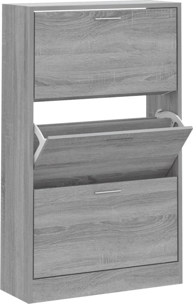 vidaXL - Schoenenkast - 63x24x103 - cm - bewerkt - hout - grijs - sonoma (8720286945278)