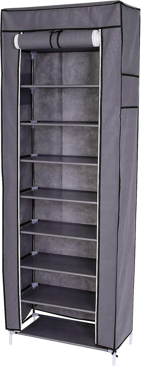 Goodivery ® Nauwe Opvouwbare Kast met Ademende Bekleding en Stevige Stalen Constructie, 60 x 160 x 30 cm, Grijs (8721273067096)