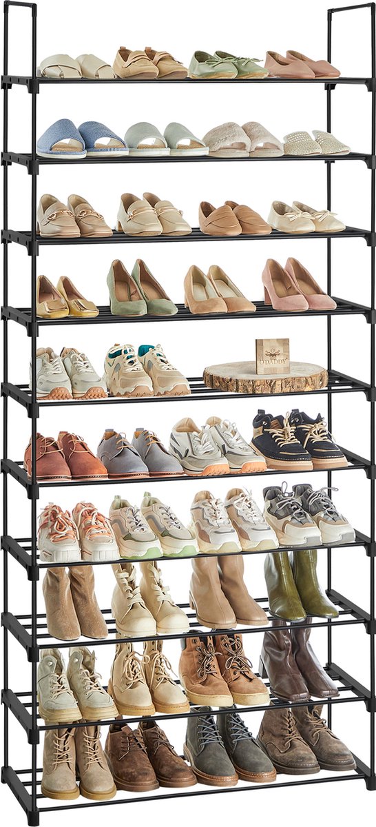 O'DADDY® Schoenenrek 10 Lagen - Schoenen Opbergsysteem - Schoenen kast - Schoenenrek - Schoenkast - Schoenenkast - Opbergrek voor 35 tot 40 Paar Schoenen - Zwart Metaal (8718657950181)