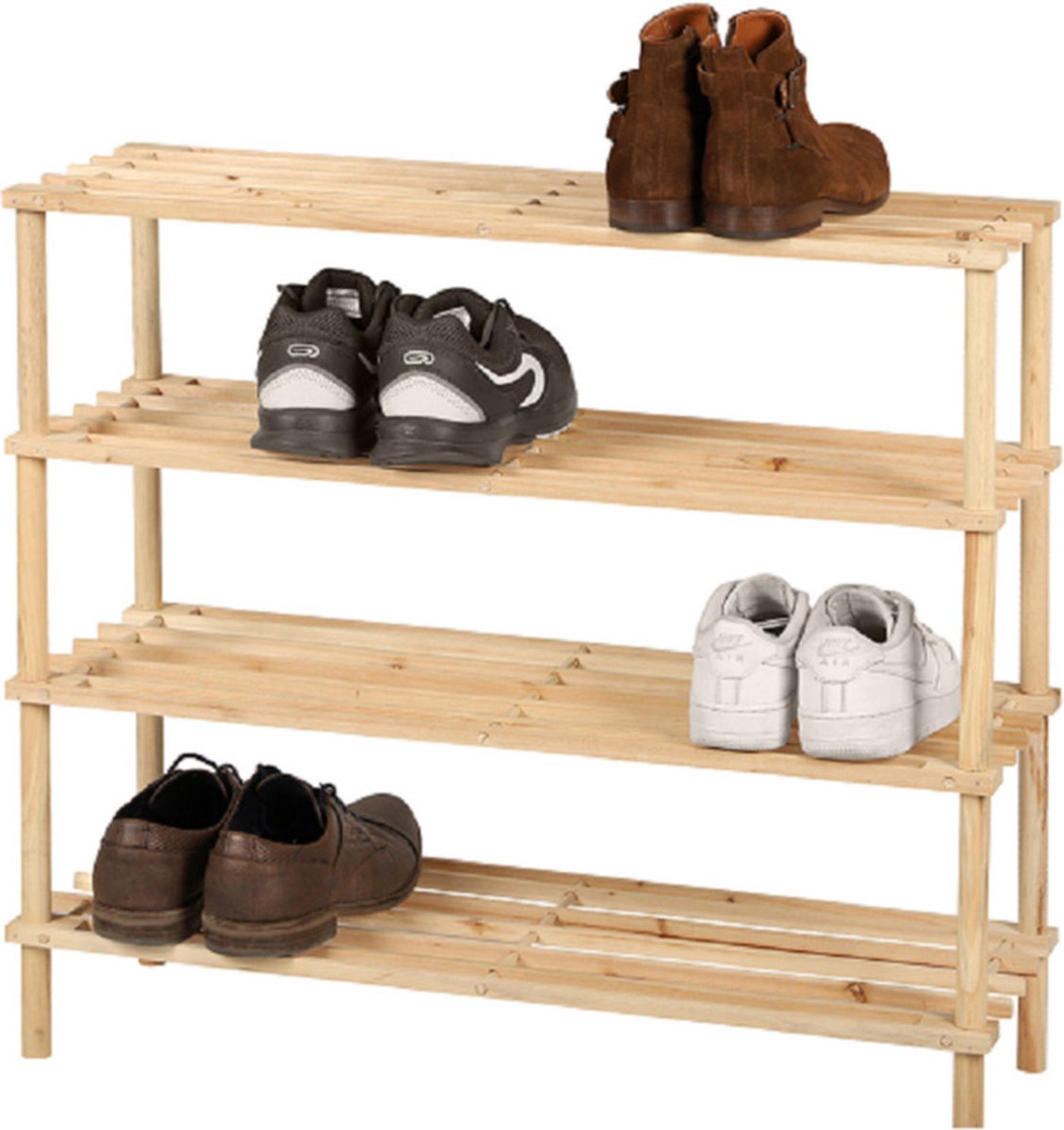 Urban Living Schoenenrek/schoenenkastje - lichtbruin - 12x paar schoenen - hout - 73 x 26 x 68 cm (5414886301314)