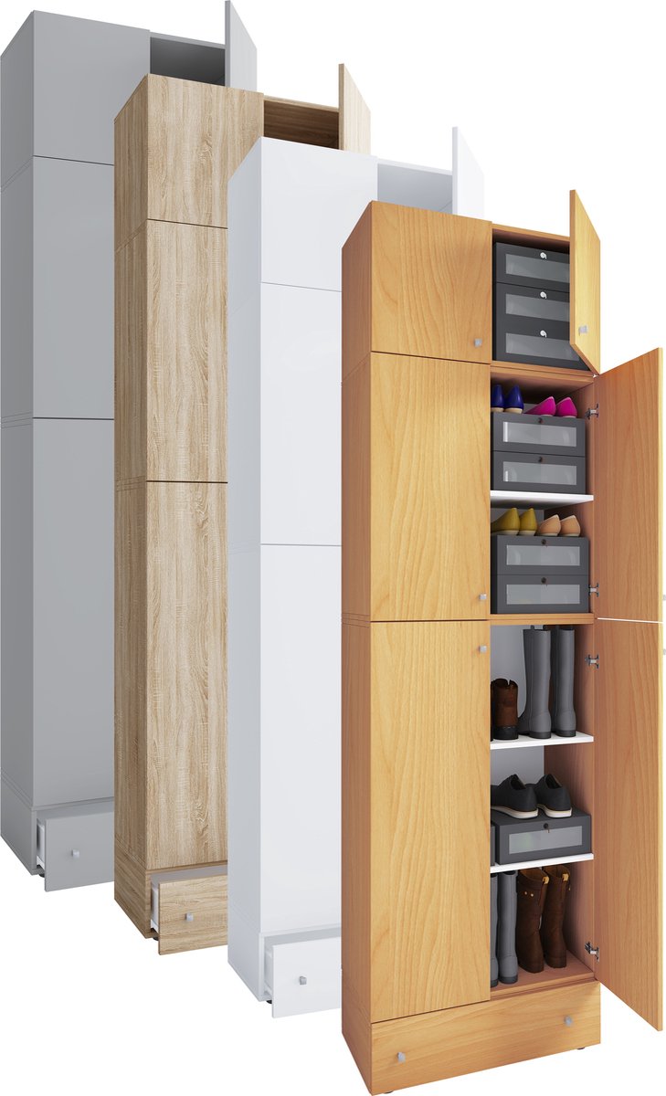 VCM XXL Houten Schoenenkast Garderobe Schoenen Hal Kast Lona 5f Een Lade XXL Houten Schoenenkast Garderobe Schoenen Hal Kast Lona 5f Een Lade (4051814413322)