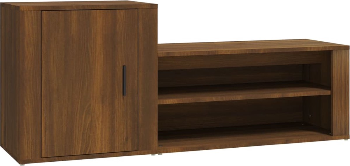 vidaXL - Schoenenkast - 130x35x54 - cm - bewerkt - hout - bruin - eikenkleur (8720287221951)