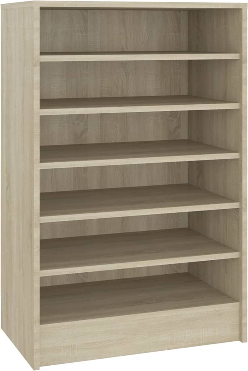 vidaXL - Schoenenkast - 60x35x92 - cm - bewerkt - hout - sonoma - eikenkleurig (8720286646281)