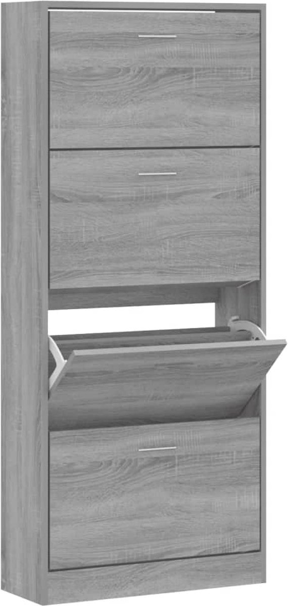 vidaXL - Schoenenkast - 63x24x147 - cm - bewerkt - hout - grijs - sonoma (8720286945193)