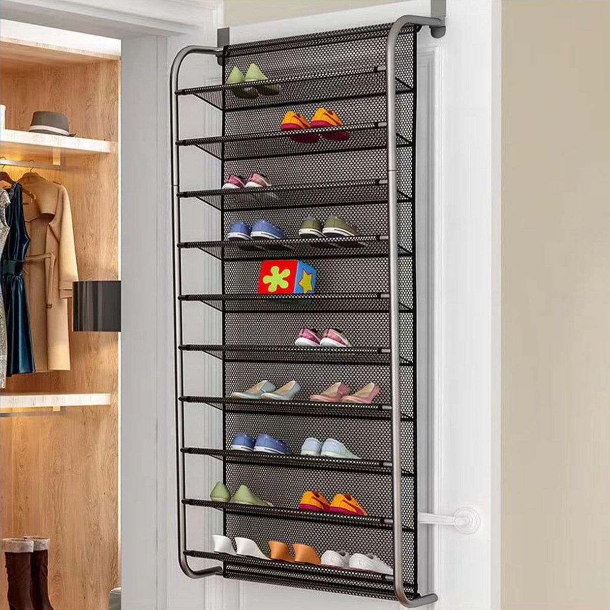 10-laags schoenenrek voor deur - stabiel hangend metalen schoenenorganizer (6152325540540)