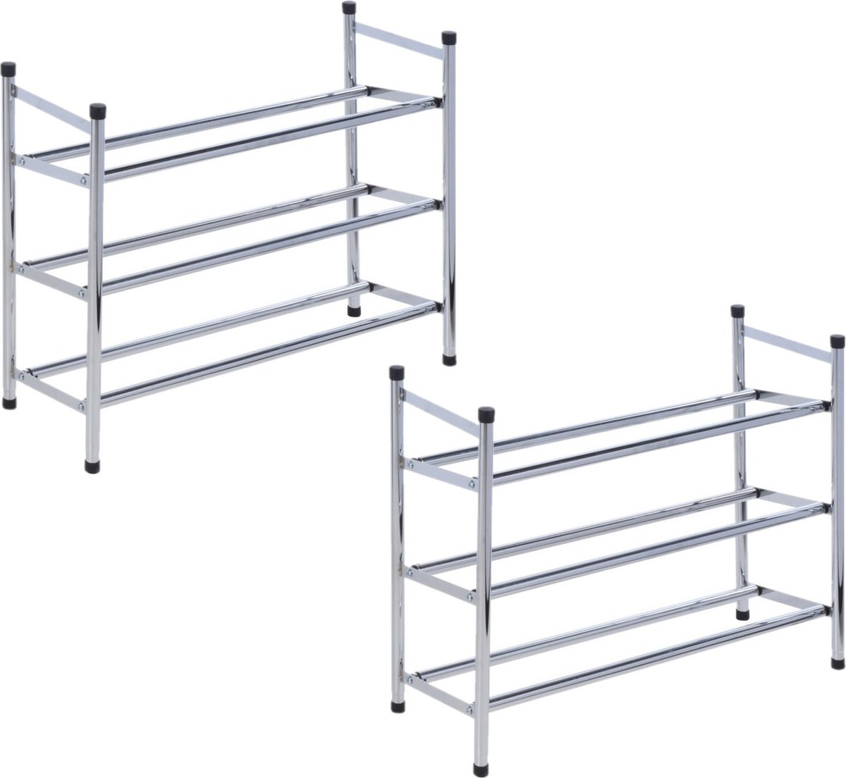 2x stuks RVS schoenenrekken 3 laags 61,5 cm - Schoenenrekken/schoenenstandaards (8720576633243)