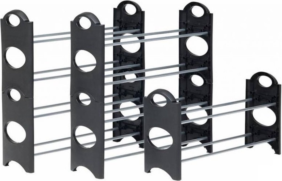 4x Stackable schoenenrek / schoenenstandaard - 64 x 20 x 34 cm - metaal / plastic (8719538892224)