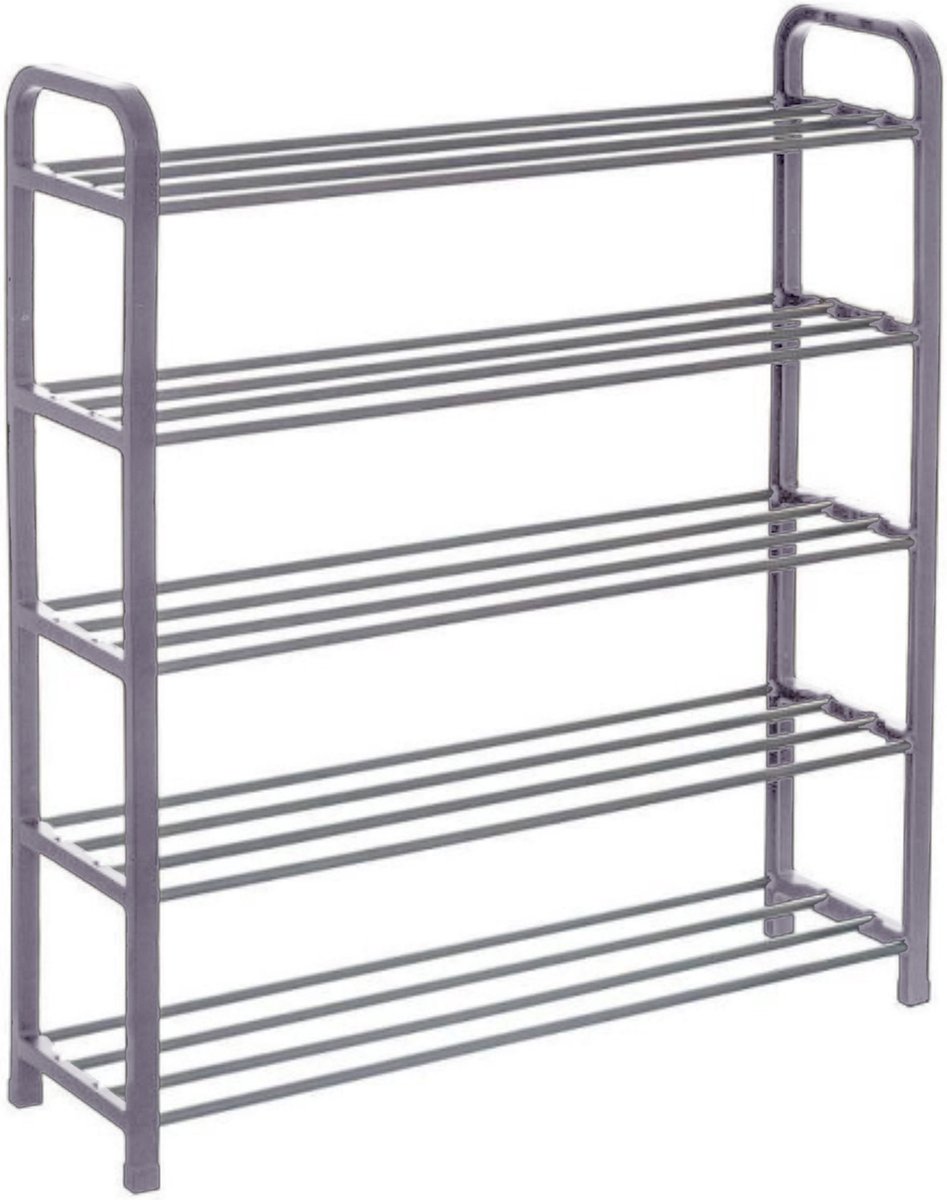5Five Schoenenrek - zilver - 15 paar schoenen - 71 x 78 cm - van metaal/kunststof - schoenen opbergen (8720768109136)