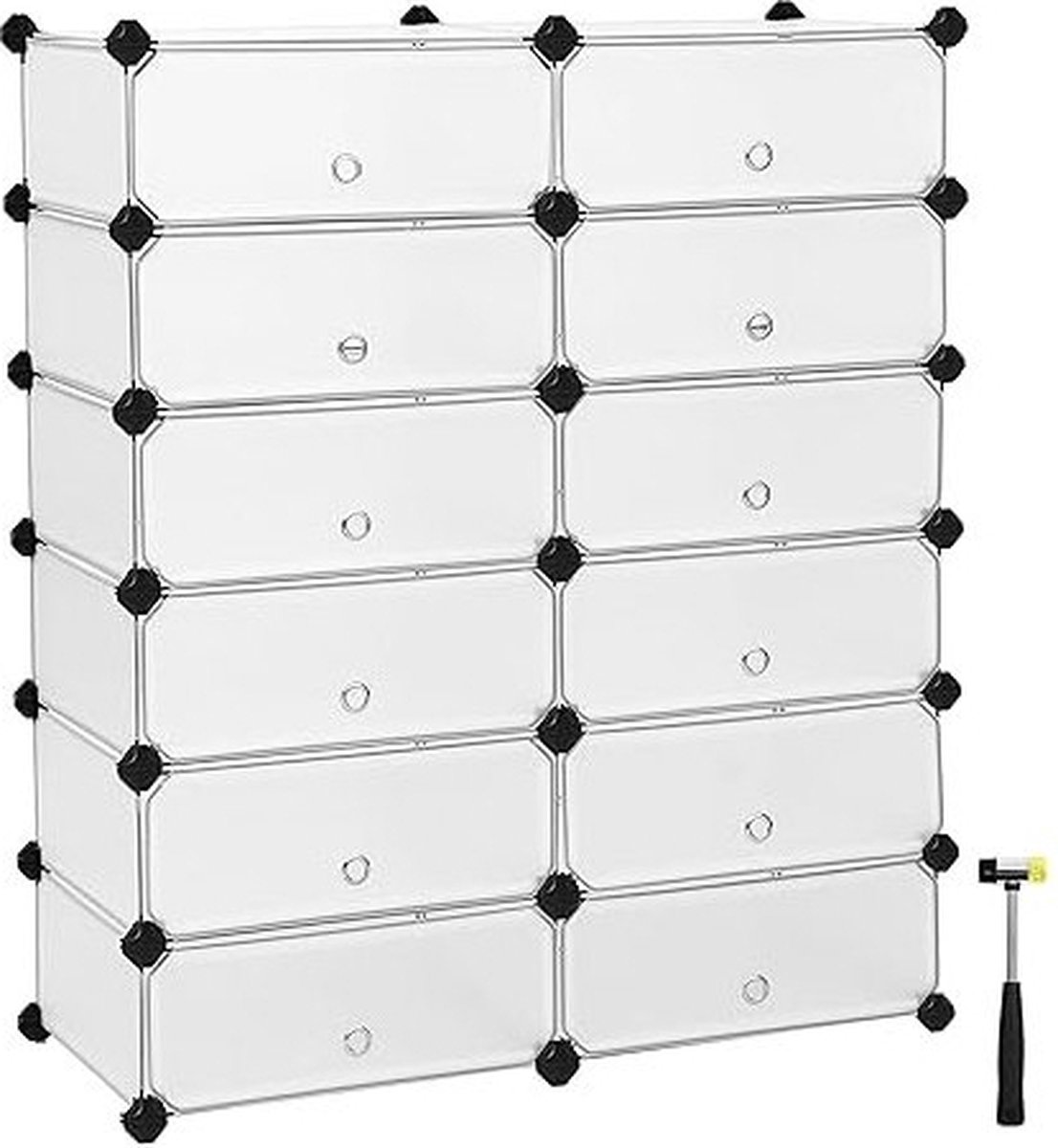 6-laags schoenenrek, plastic schoenkast, schoenrekken, schoenstandaards, gangkast, dressoir, reksysteem, 40 x 17 x 30 cm wit (8720783105861)