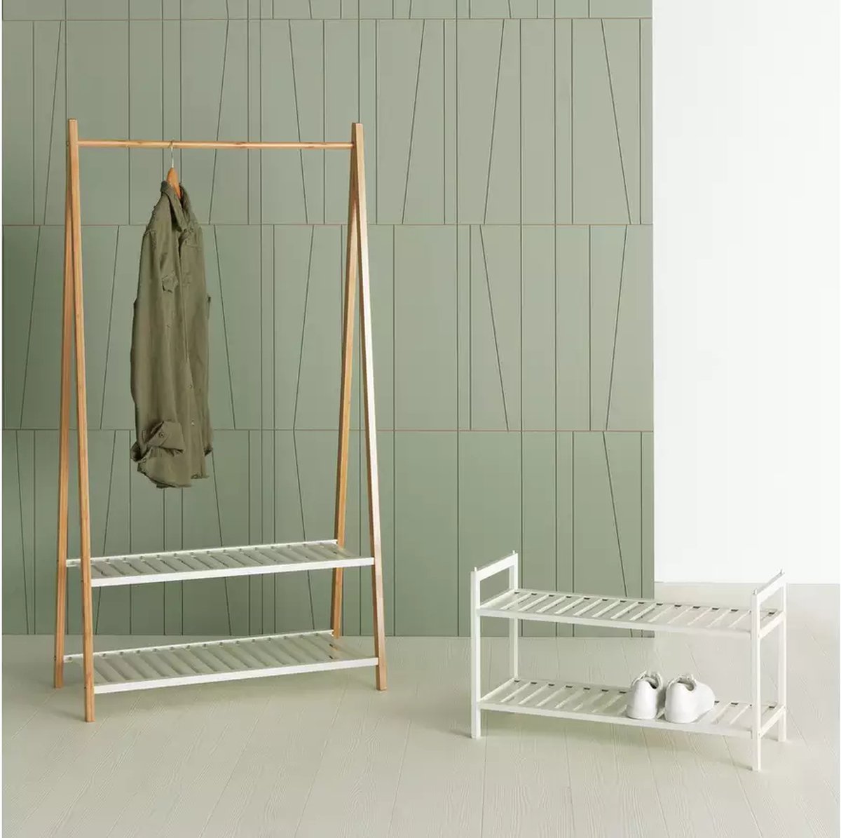 Argos Home Kitt Bamboo 2 Plank Schoenenrek - Wit (5056143892205)