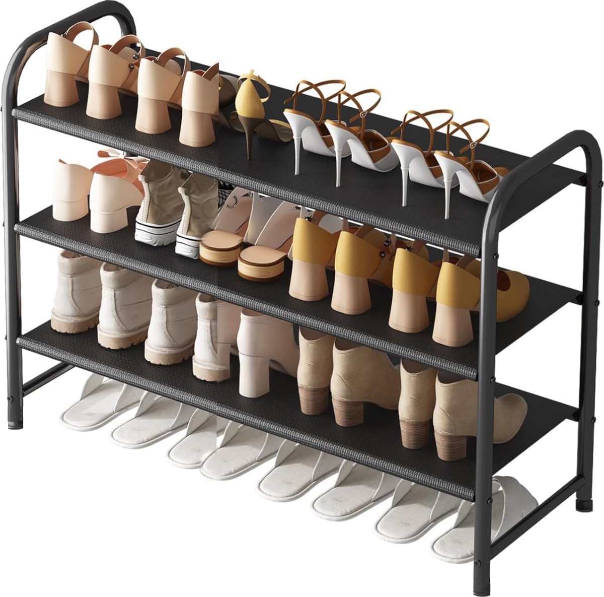 BOTC Schoenenrek - 3 Lagen - Voor 12 paar schoenen - Metaal - Zwart (8721049704071)