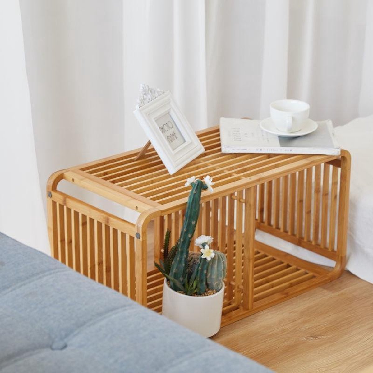 Bamboe vakken kastje - badkamerkast - vakkenkast - schoenenkast - kubuskast - 2 Kubus Bamboe vakken kastje - 3 Laags (0090165159163)