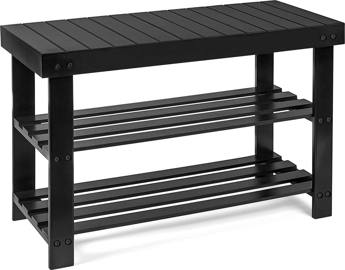 Bayt Schoenenrek - Schoenenkast - Schoenenbank - Hout - Zwart - 28 x 45 x 70 cm (8721008300306)