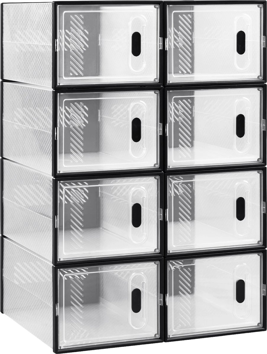BukkitBow - Opvouwbare Schoenenkast - Stapelbare Schoenendozen - Doorzichtig - 8 Stuks (8721048803317)