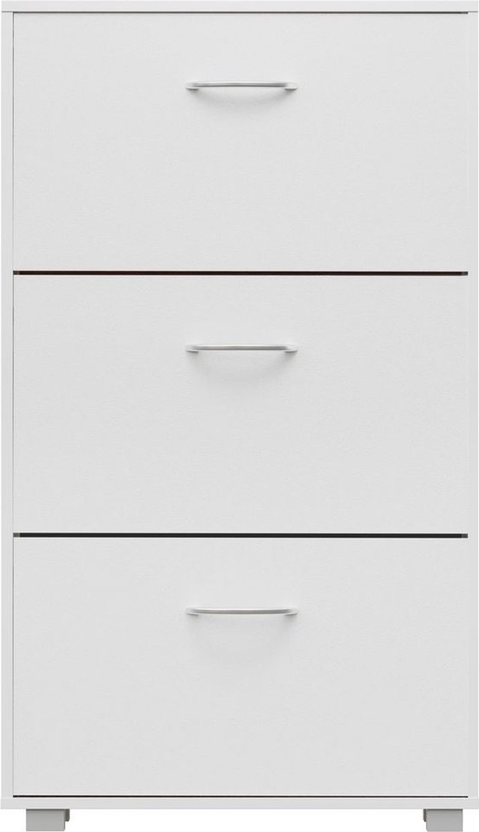 Casaria Schoenenkast 3 Kleppen - 115x60x24cm - 18 Paar Schoenen Wit (4250525366099)