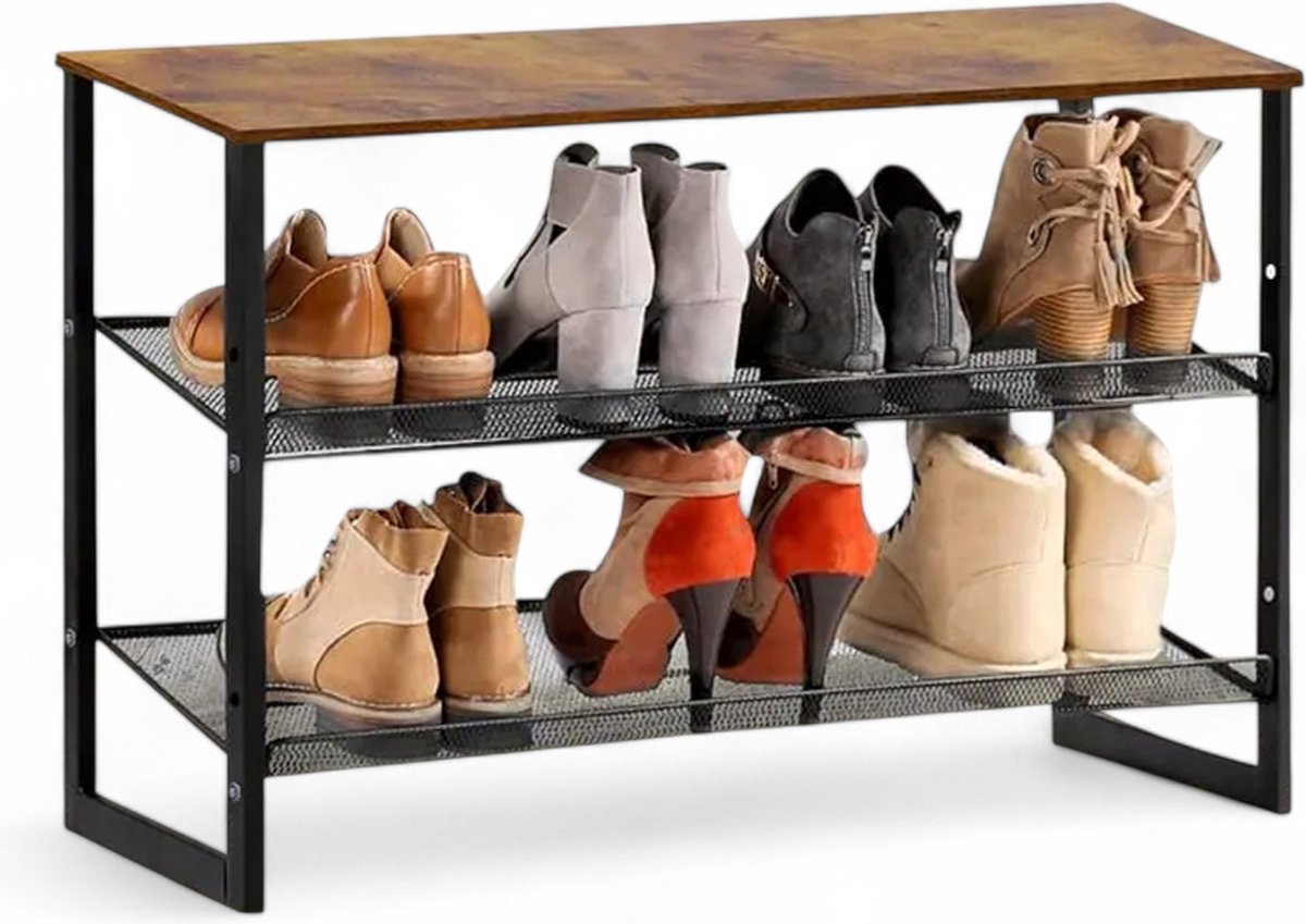 CoolFule Schoenenrek - Schoenenkast voor 8 Paar Schoenen - Zwart (8720892300348)