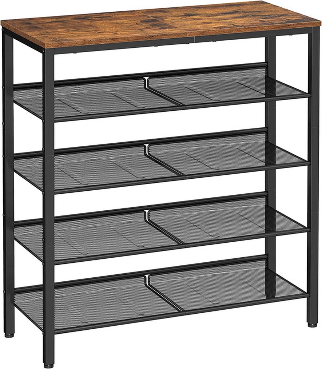 FurnStar - schoenenrek - 4 Planken - 93×75×30cm - Bruin (8721001555635)