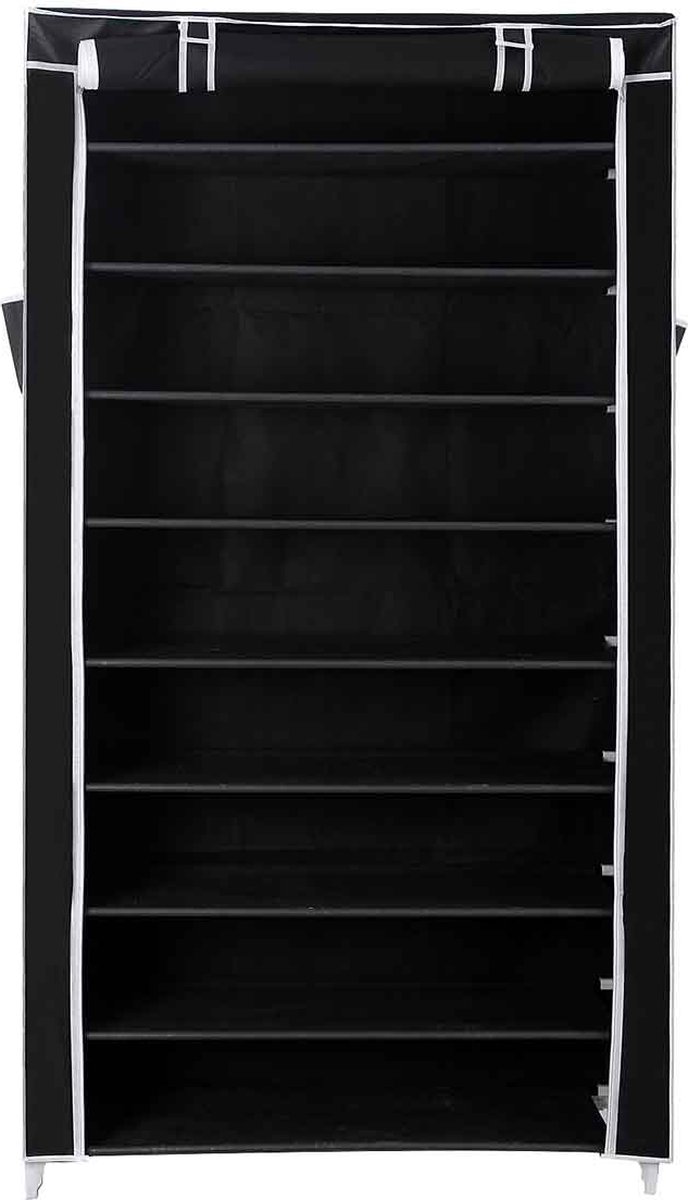 Glatte Schoenenrek - met hoes 88 cm - 10-laags schoenenrek met stofdichte hoes - Schoenenkast - Schoenenopberger - Schoenenopberger - Geschikt voor maximaal 40 paar schoenen - voor woonkamer - Gang - 88 x 28 x 160 cm - Zwart (8720847781017)