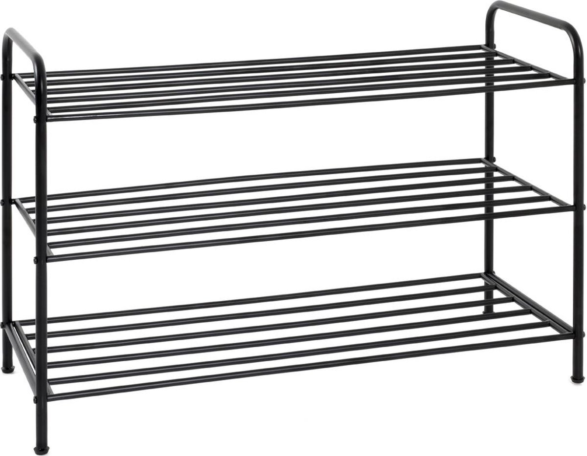 HakuShop Schoenenrek - Zwart- Staal - Industrieel - 12 paar schoenen - 83 x 35 x 58 cm (6017407967991)