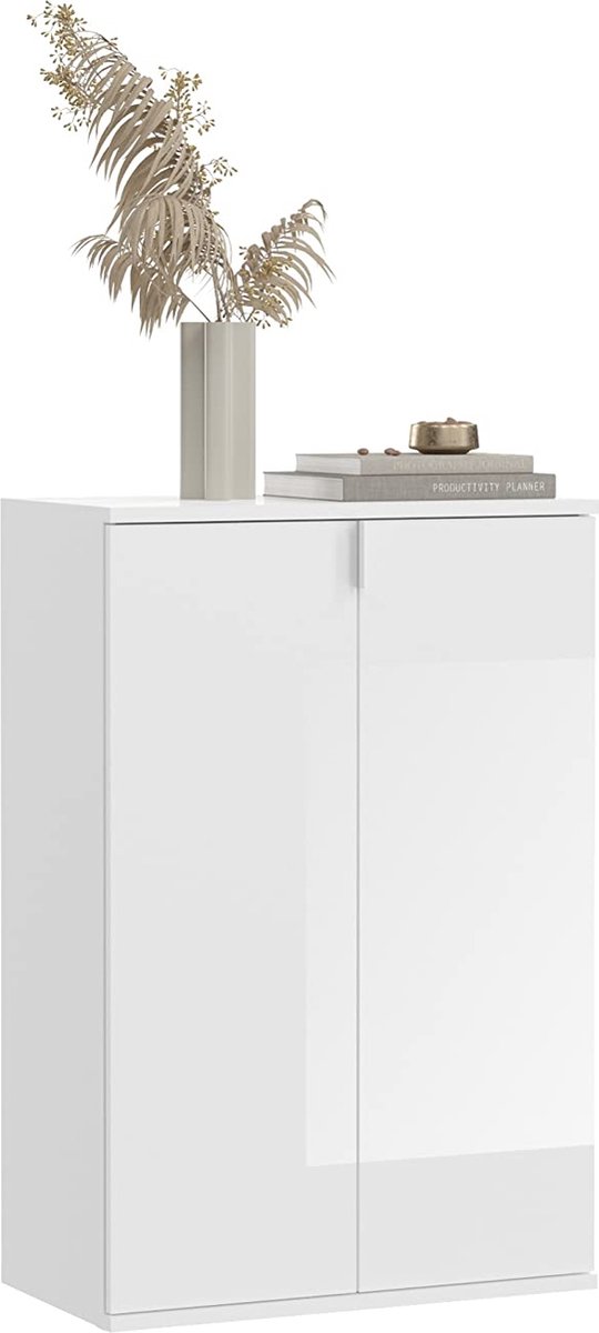 Hoogglans Witte Schoenenkast - Klompenorganizer - Modern Schoenenrek - FSC Gecertificeerd - Ca. 61 x 99 x 34 cm (6097648295206)