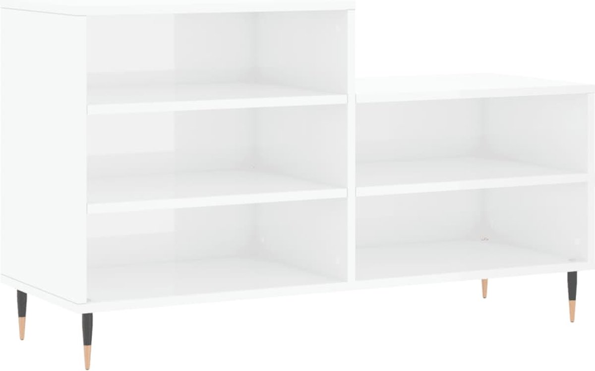 Hoogglans witte schoenenkast - 102x36x60 cm Elegante Schoenenkast - Schoenenkast Wit - Houten Schoenenkast - Hoogglans Witte Schoenenkast - Schoenenkast Met 5 Vakken - Schoenenopslag - Organisatie - Badkamer Accessoires (8138639324692)