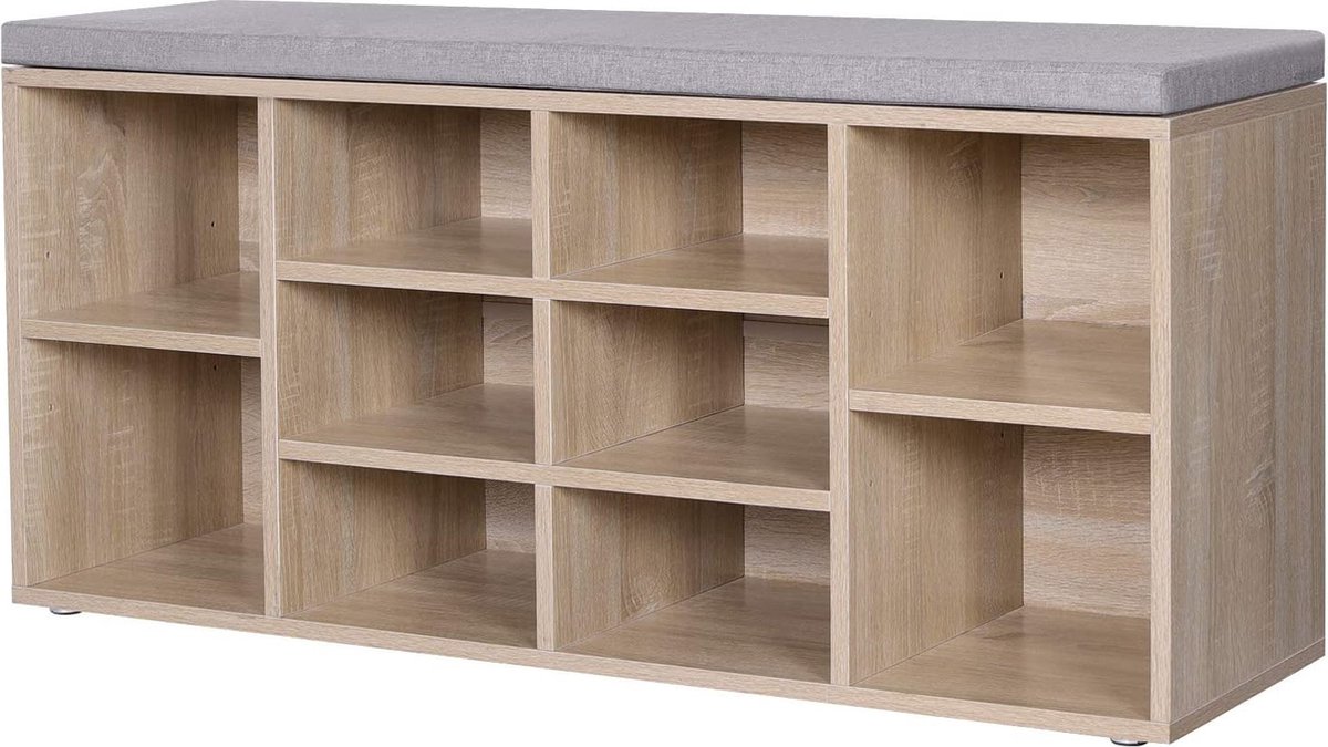 Hoppa! Schoenenkast met Zitvlak - HoutKleur - Hout - 104 x 30 x 48 cm (8720791947590)