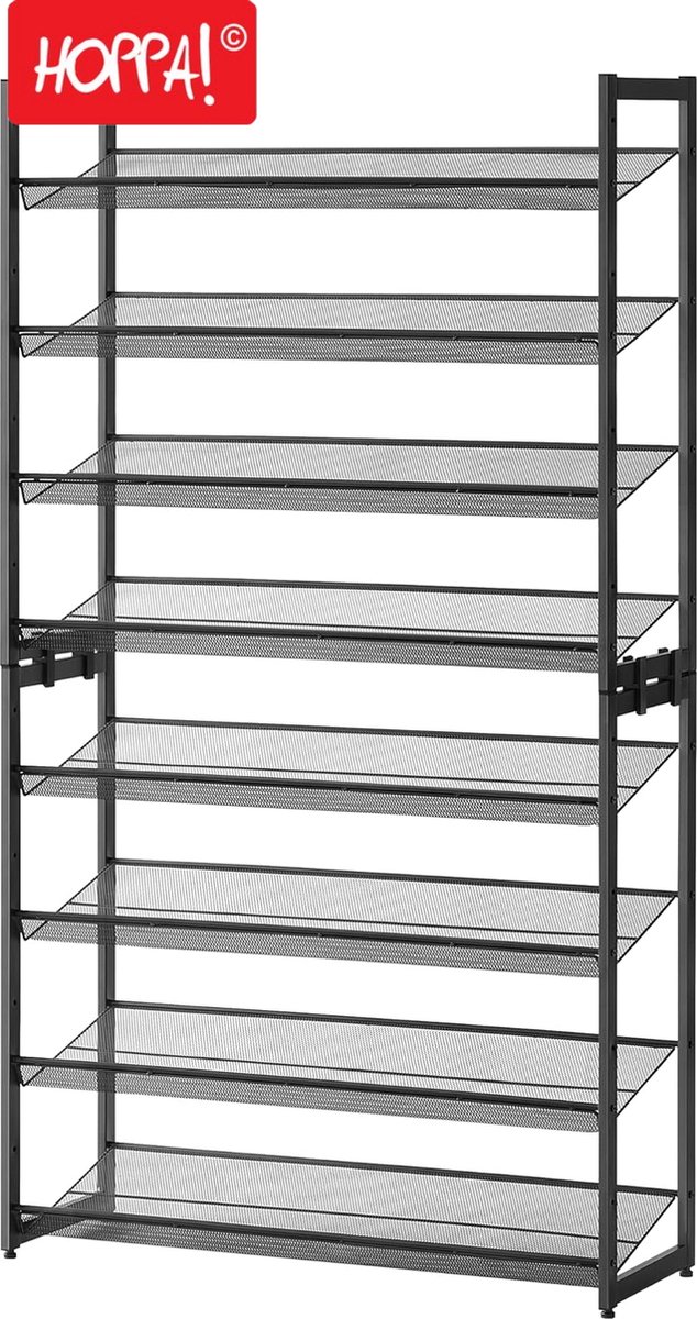 Hoppa! Schoenenrek 8 Niveaus - Zwart - Metaal - 93 x 31 x 164 cm (8720791947552)