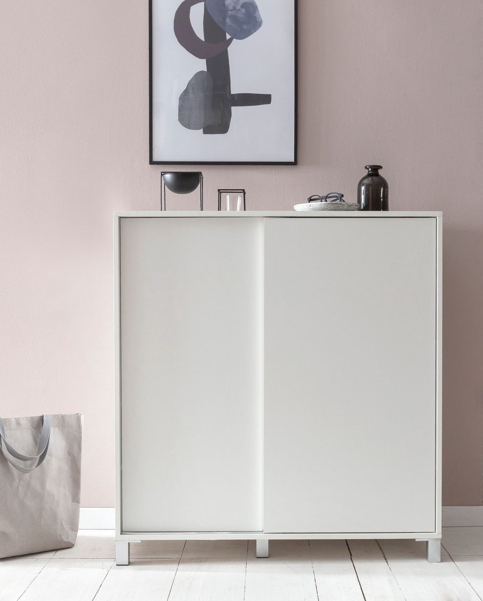 Houten Schoenenkast - Ontwerp met Hoge Plank - Grote Capaciteit voor 20 Paar - Wit - 100x108x37,5cm (6097207596539)